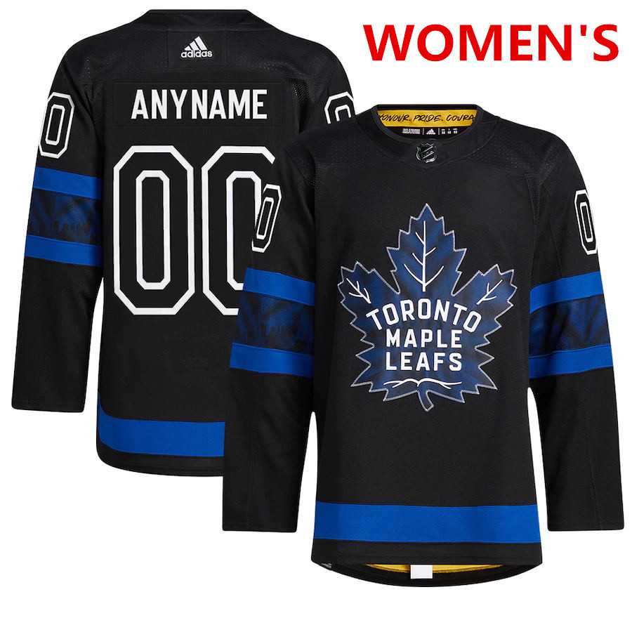 Women's Toronto Maple Leafs x drew house Black Alternate Custom adidas NHL Jerseys-0